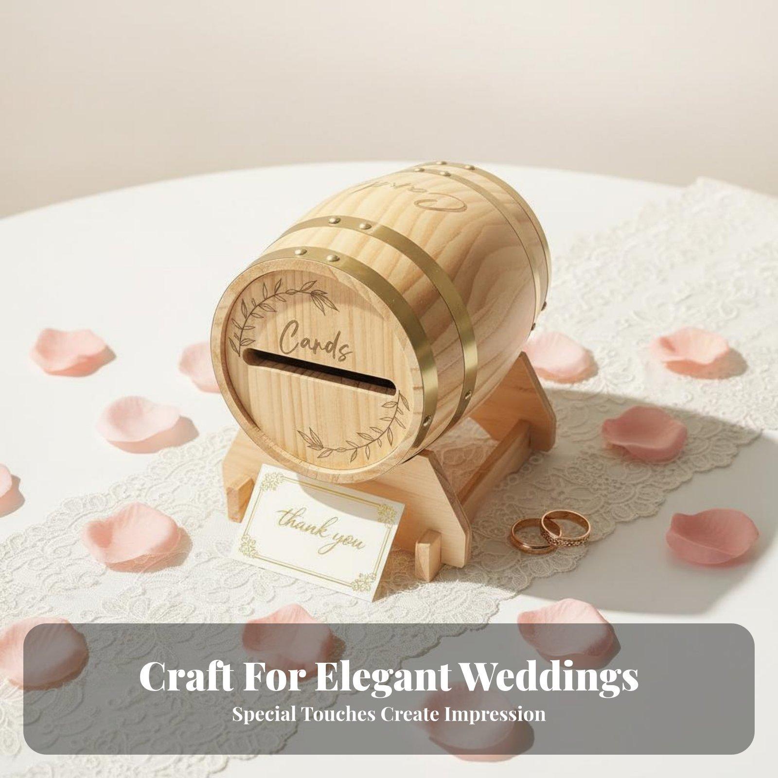 Wedding Card Box - 結婚式や誕生日パーティー、その他のイベントで使える、スロット付きの木製カードボックス。アンティーク調の封筒ホルダーとしても使用可能。