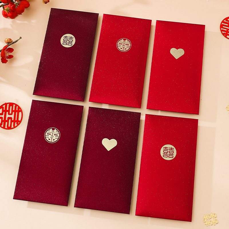 Wedding Envelopes - 12 個の愛の結婚式の赤い封筒ハート形の祝福赤いパケット紅包結婚式のパケット