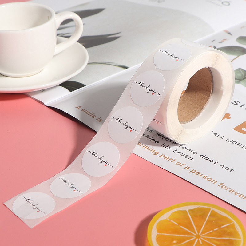 500個/ロールラウンドホワイト紙ラベルステッカーありがとう - Wedding Envelopes のレビューと価格