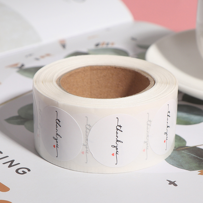 500個/ロールラウンドホワイト紙ラベルステッカーありがとう - Wedding Envelopes のレビューと価格