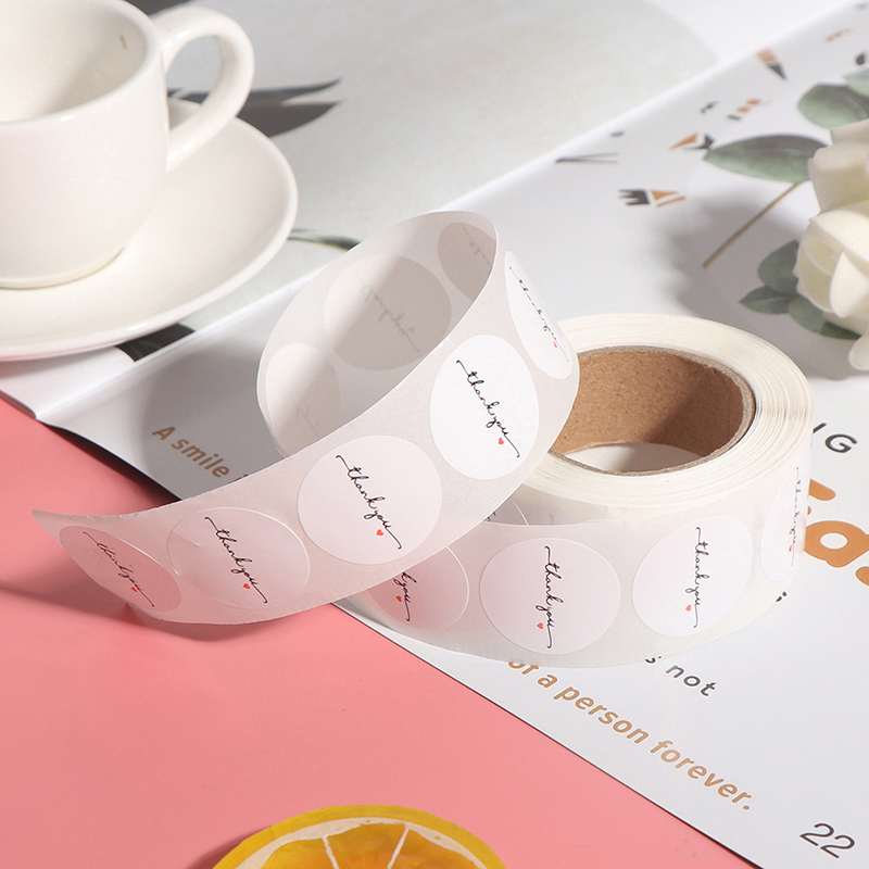 500個/ロールラウンドホワイト紙ラベルステッカーありがとう - Wedding Envelopes のレビューと価格