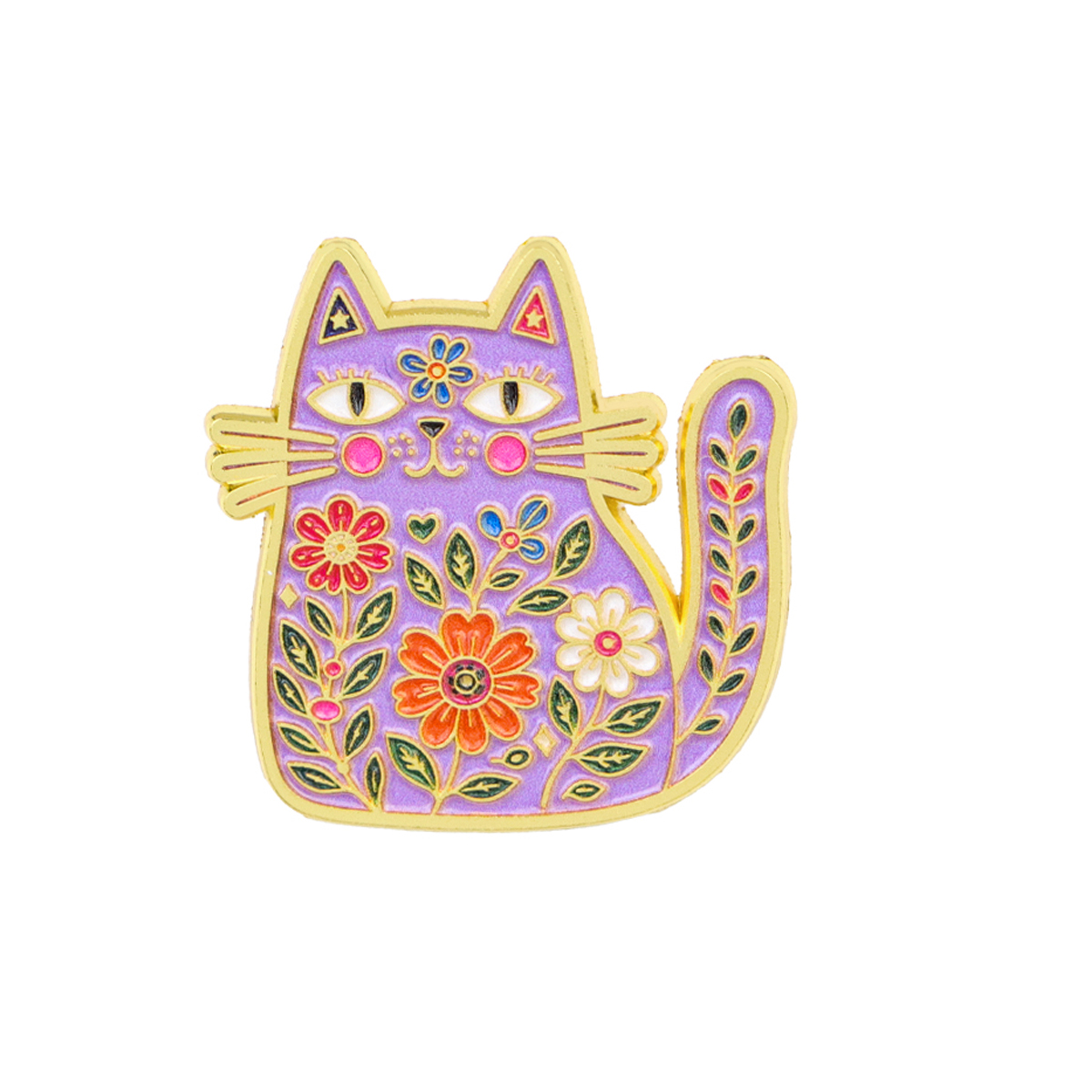 民芸風の花柄と黒猫のエナメルピン、カラフルな花のバッジ、バッ - Good Floral & Wedding Decor Supply のレビューと価格
