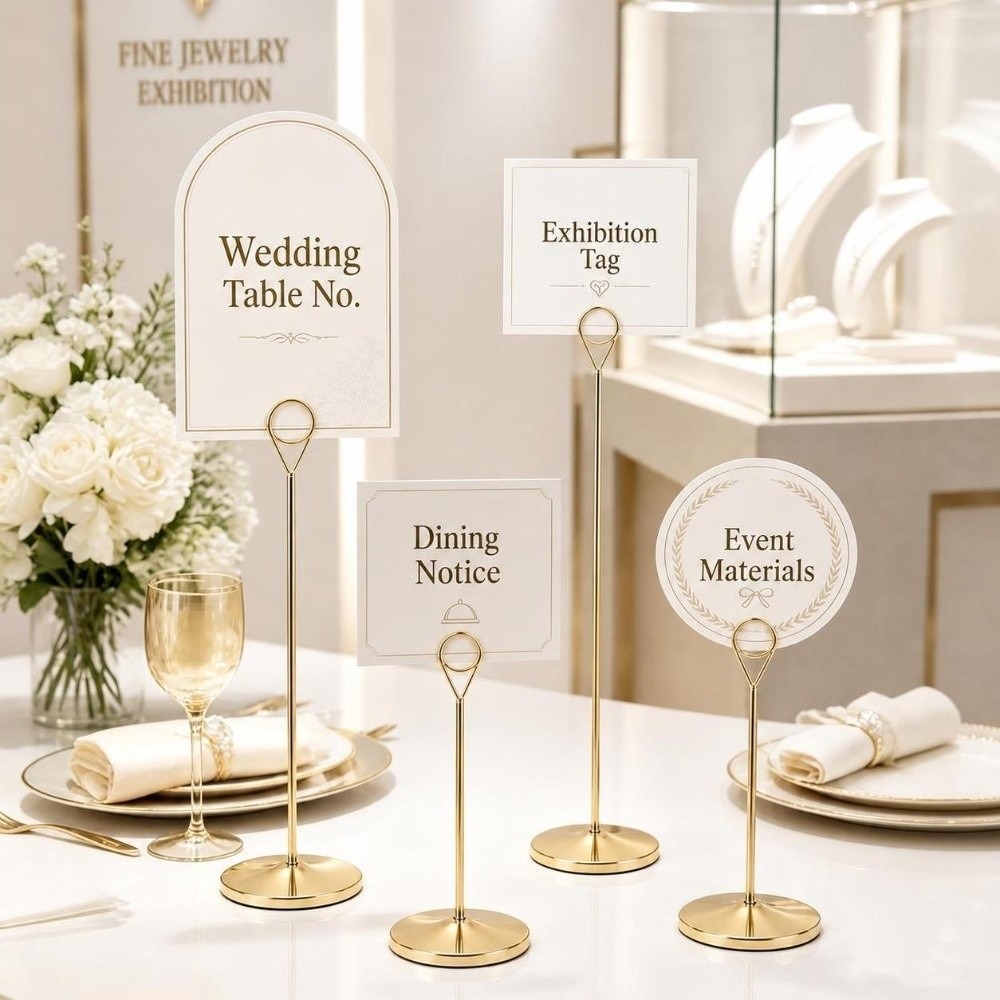 ポータブルメタルテーブルナンバーホルダー、大型ベース、ゴール - Table Number Gold のレビューと価格